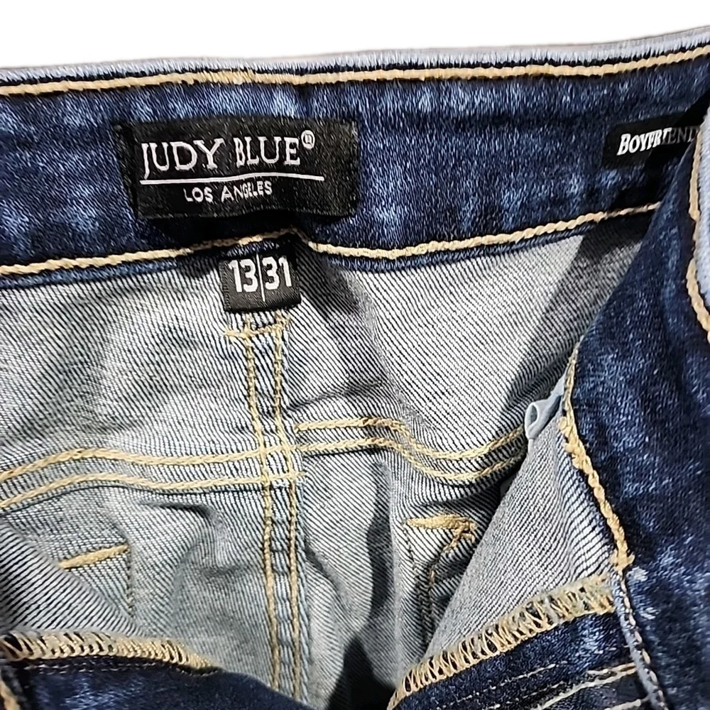 Judy Blue Women's Jeans Boyfriend Fit, Distressed, Mid-Rise, Denim Sz 13/31 B2